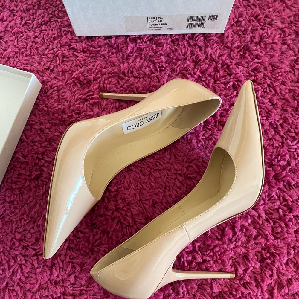 Jimmy Choo Powder Pink Abel Patent Leather Heel Size 39.5